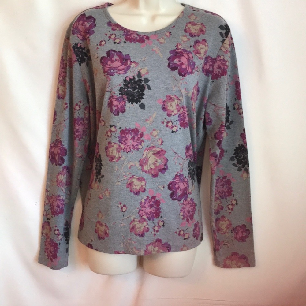 Gray Floral Long Sleeve Shirt - Croft & Barrow